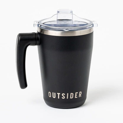 The AM 17 oz Stainless Steel Vacuum Insulated Coffee Mug with 180° Rotating Swivel Handle and Lockable Spill Proof Lid – Travel Tumbler for Outdoor, Home & Office - Navy