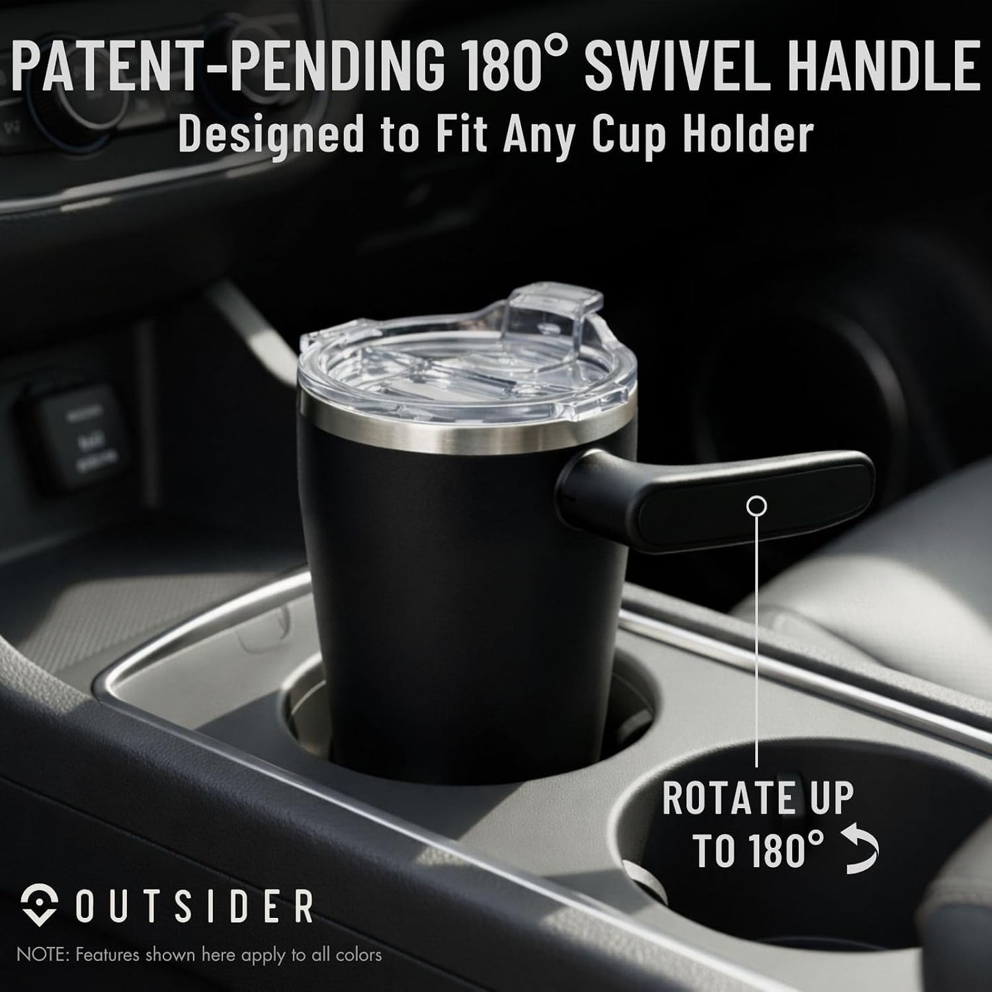 The AM 17 oz Stainless Steel Vacuum Insulated Coffee Mug with 180° Rotating Swivel Handle and Lockable Spill Proof Lid – Travel Tumbler for Outdoor, Home & Office - Navy