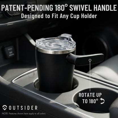 The AM 17 oz Stainless Steel Vacuum Insulated Coffee Mug with 180° Rotating Swivel Handle and Lockable Spill Proof Lid – Travel Tumbler for Outdoor, Home & Office - Navy