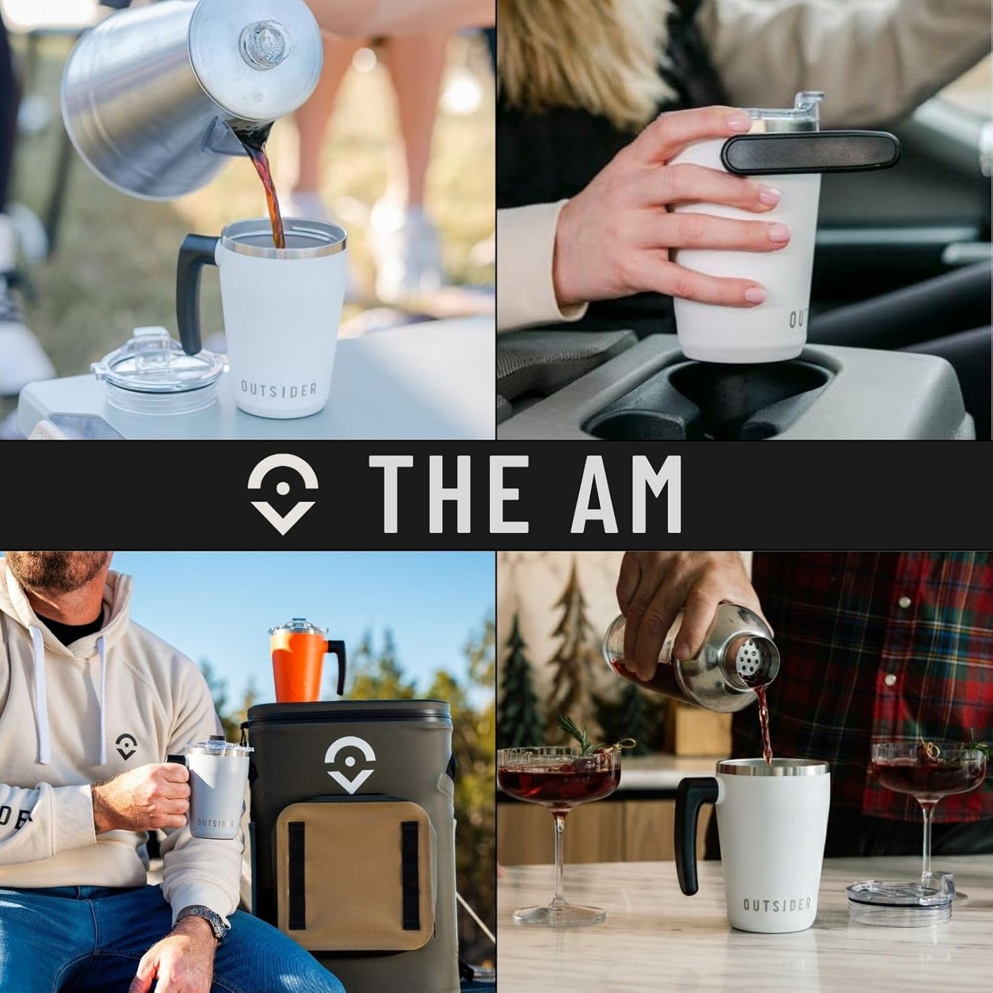 The AM 17 oz Stainless Steel Vacuum Insulated Coffee Mug with 180° Rotating Swivel Handle and Lockable Spill Proof Lid – Travel Tumbler for Outdoor, Home & Office - Navy