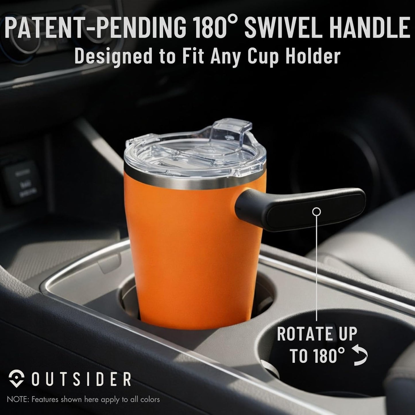 The AM 17 oz Stainless Steel Vacuum Insulated Coffee Mug with 180° Rotating Swivel Handle and Lockable Spill Proof Lid – Travel Tumbler for Outdoor, Home & Office - Navy