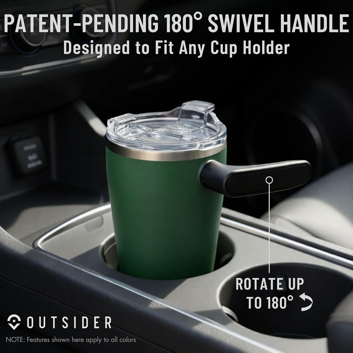 The AM 17 oz Stainless Steel Vacuum Insulated Coffee Mug with 180° Rotating Swivel Handle and Lockable Spill Proof Lid – Travel Tumbler for Outdoor, Home & Office - Navy