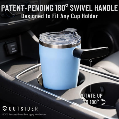 The AM 17 oz Stainless Steel Vacuum Insulated Coffee Mug with 180° Rotating Swivel Handle and Lockable Spill Proof Lid – Travel Tumbler for Outdoor, Home & Office - Navy