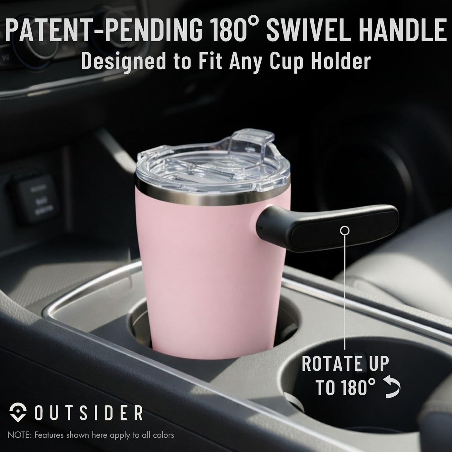 The AM 17 oz Stainless Steel Vacuum Insulated Coffee Mug with 180° Rotating Swivel Handle and Lockable Spill Proof Lid – Travel Tumbler for Outdoor, Home & Office - Navy