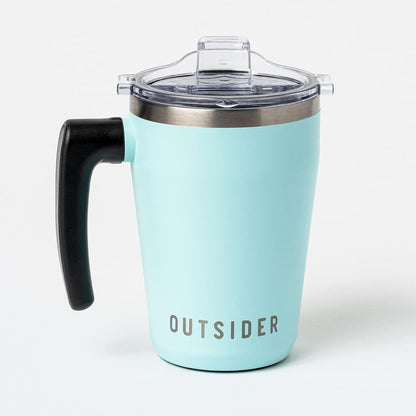 The AM 17 oz Stainless Steel Vacuum Insulated Coffee Mug with 180° Rotating Swivel Handle and Lockable Spill Proof Lid – Travel Tumbler for Outdoor, Home & Office - Navy