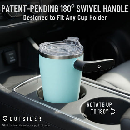 The AM 17 oz Stainless Steel Vacuum Insulated Coffee Mug with 180° Rotating Swivel Handle and Lockable Spill Proof Lid – Travel Tumbler for Outdoor, Home & Office - Navy