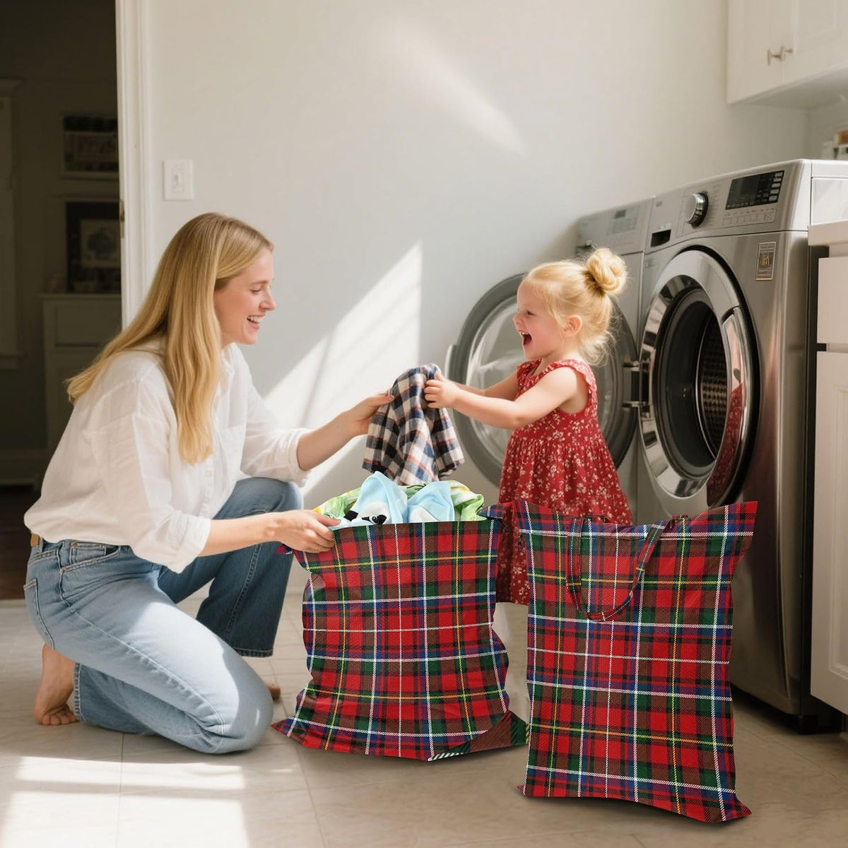 Stewart Tartan Plaid Waterproof Travel Laundry Bag Reusable 2-piece