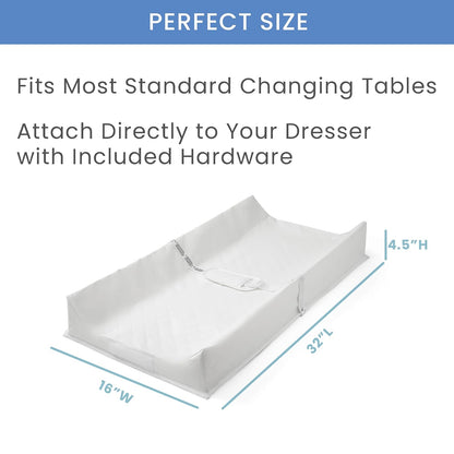 Contoured Changing Pad, Waterproof and Wipeable, Ultra-Soft Memory Foam Pillow Top Cover, Fits Most Changing Toppers, Non-Skid Bottom Secure Grip Baby Diaper Changing Pad for Dresser