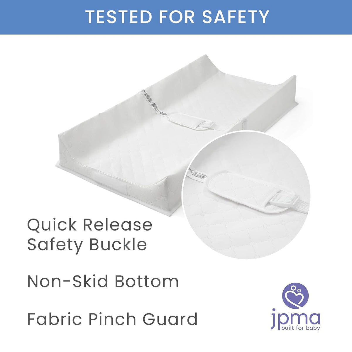 Contoured Changing Pad, Waterproof and Wipeable, Ultra-Soft Memory Foam Pillow Top Cover, Fits Most Changing Toppers, Non-Skid Bottom Secure Grip Baby Diaper Changing Pad for Dresser