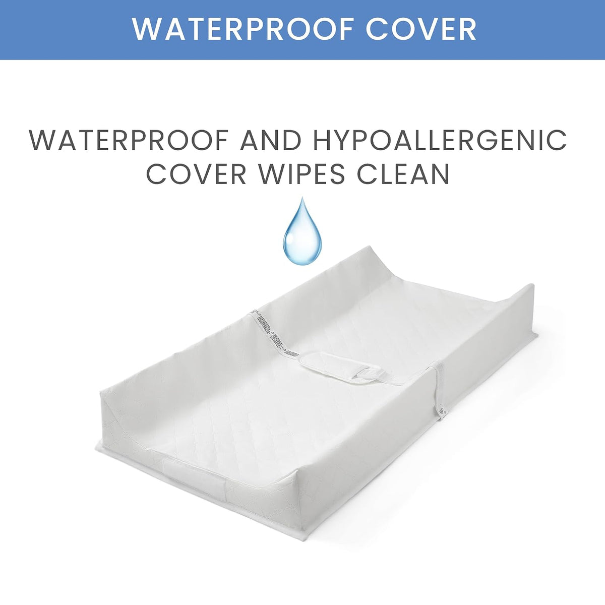 Contoured Changing Pad, Waterproof and Wipeable, Ultra-Soft Memory Foam Pillow Top Cover, Fits Most Changing Toppers, Non-Skid Bottom Secure Grip Baby Diaper Changing Pad for Dresser