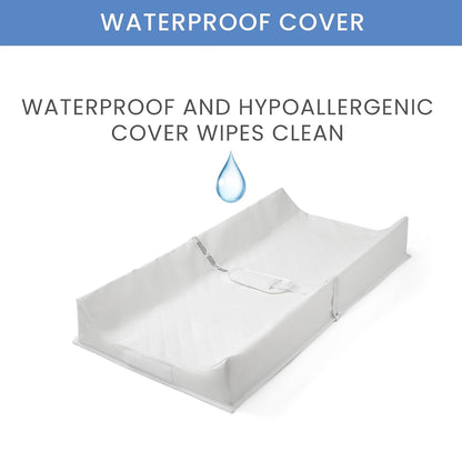 Contoured Changing Pad, Waterproof and Wipeable, Ultra-Soft Memory Foam Pillow Top Cover, Fits Most Changing Toppers, Non-Skid Bottom Secure Grip Baby Diaper Changing Pad for Dresser