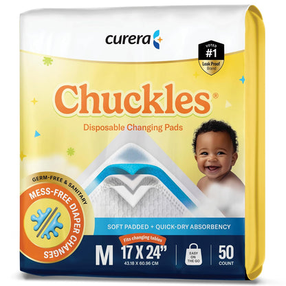 Chuckles® 5-Layer Disposable Changing Pads - 17x24 [50-Pack] Baby Liners