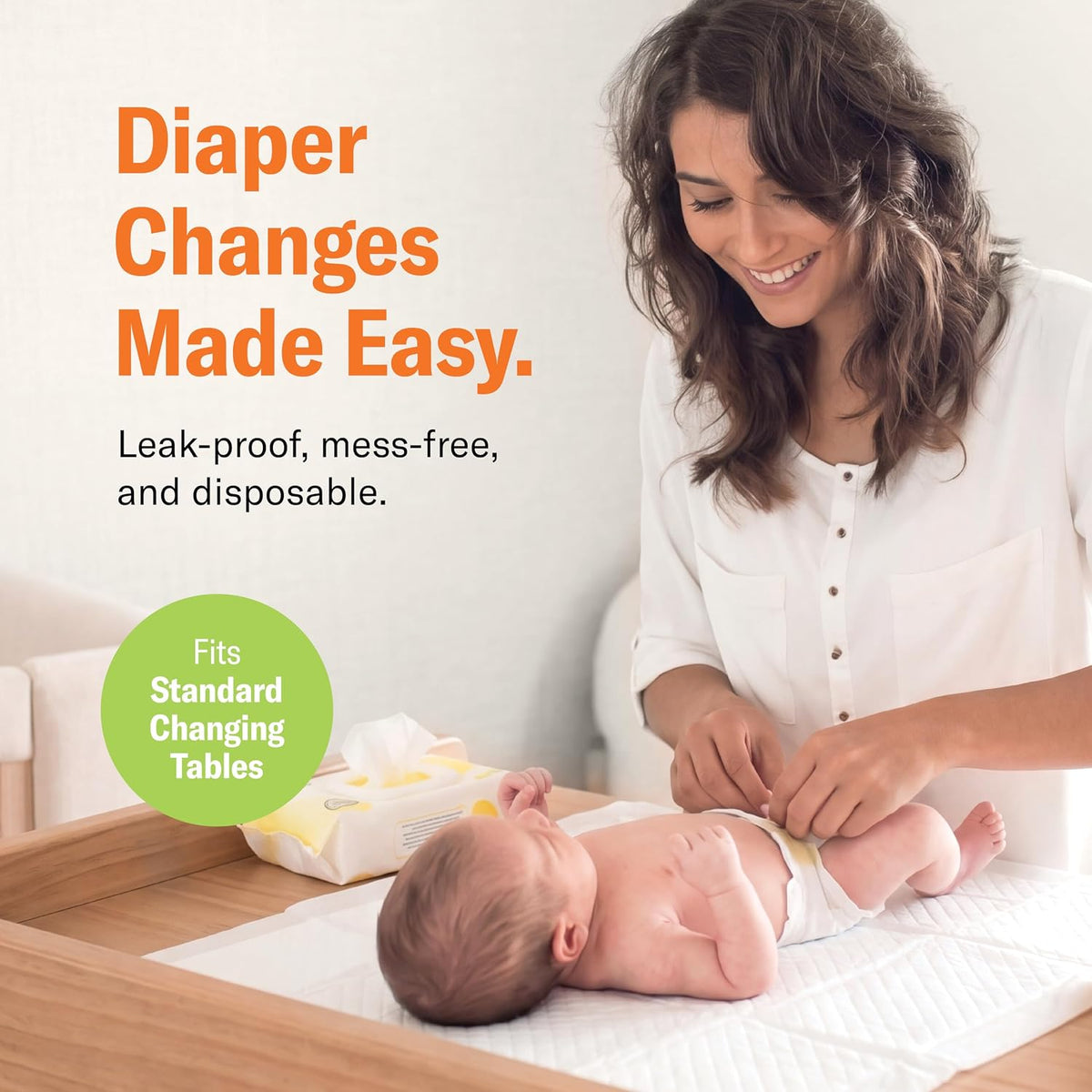 Chuckles® 5-Layer Disposable Changing Pads - 17x24 [50-Pack] Baby Liners
