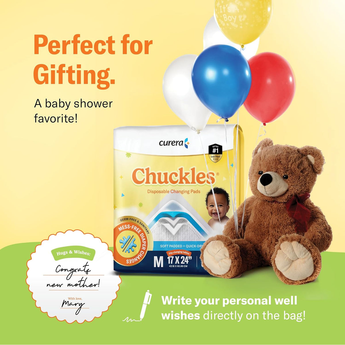 Chuckles® 5-Layer Disposable Changing Pads - 17x24 [50-Pack] Baby Liners
