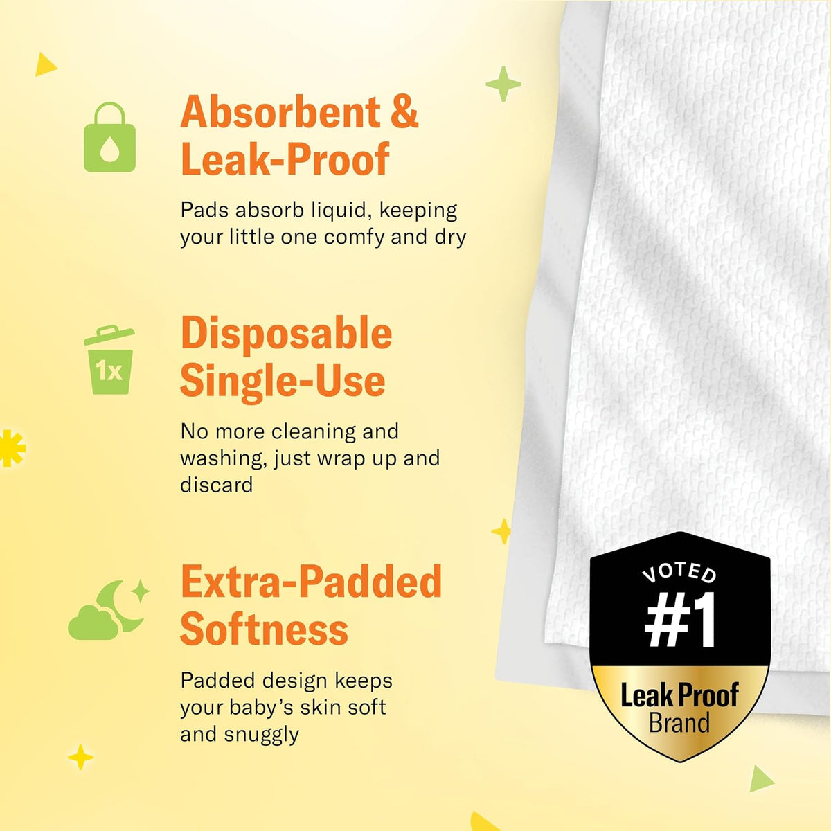 Chuckles® 5-Layer Disposable Changing Pads - 17x24 [50-Pack] Baby Liners
