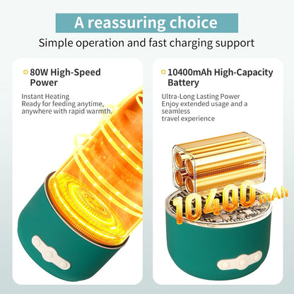 Portable Bottle Warmer, 17oz Travel Milk Warmer with Precise Temp Control