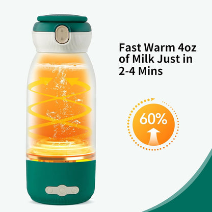 Portable Bottle Warmer, 17oz Travel Milk Warmer with Precise Temp Control