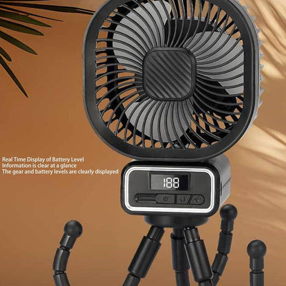 Stroller Fan, 3 Speed Settings Auto Oscillating Portable Fan, Flexible Tripod Cooling with Detachable Tripod Night Light and 5000mAh Battery for Home Office Camping