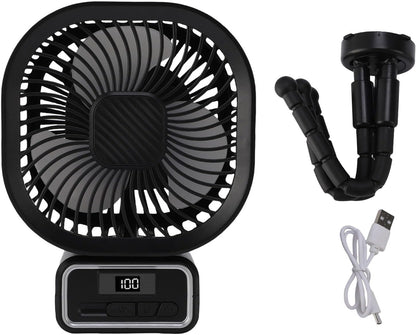 Stroller Fan, 3 Speed Settings Auto Oscillating Portable Fan, Flexible Tripod Cooling with Detachable Tripod Night Light and 5000mAh Battery for Home Office Camping