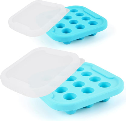 Silicone Milk Freezer Tray - Perfect Storage Container Silicone Food Freezer Tray Mold With Lid for Bone Broth, Purees Food and Purees Color Aqua Blue