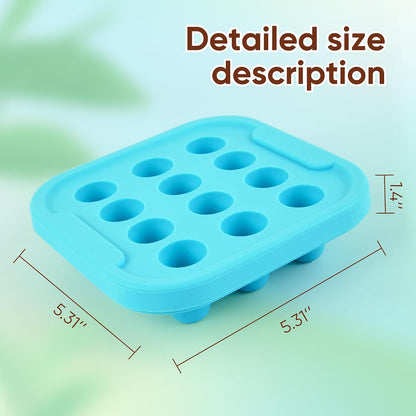 Silicone Milk Freezer Tray - Perfect Storage Container Silicone Food Freezer Tray Mold With Lid for Bone Broth, Purees Food and Purees Color Aqua Blue