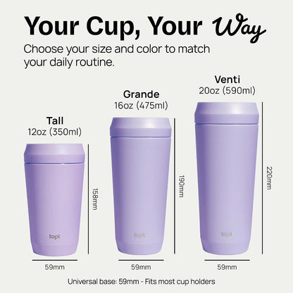 To Go Coffee Cup – Insulated Travel Coffee Mug with 360° Leak‑Safe Lid, Stainless Steel Coffee Tumbler for Hot/Cold, Spill‑Resistant, BPA‑Free - Lavender, 20 oz