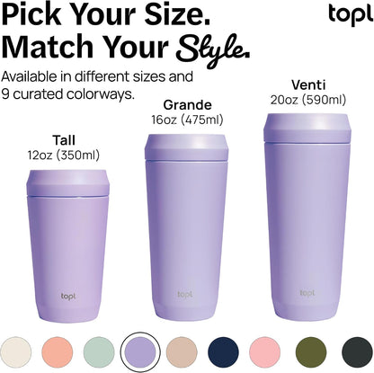 To Go Coffee Cup – Insulated Travel Coffee Mug with 360° Leak‑Safe Lid, Stainless Steel Coffee Tumbler for Hot/Cold, Spill‑Resistant, BPA‑Free - Lavender, 20 oz