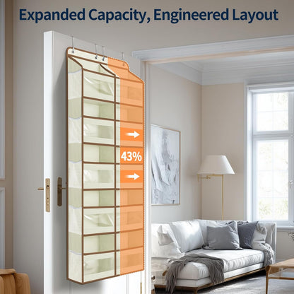 5-Tier Over The Door Organizer Dual-Column, 80lbs Load Over The Door Storage of 10 Compartments, Heavy Duty Door Organizer Hanging for Bedroom Closet Dorm Bathroom Pantry, Grey