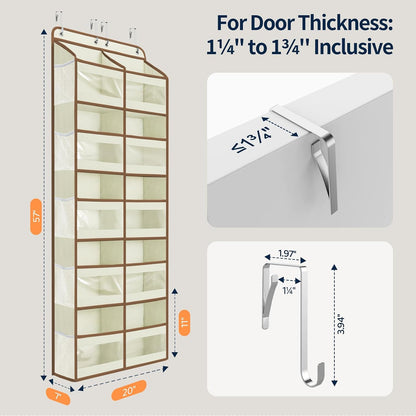 5-Tier Over The Door Organizer Dual-Column, 80lbs Load Over The Door Storage of 10 Compartments, Heavy Duty Door Organizer Hanging for Bedroom Closet Dorm Bathroom Pantry, Grey