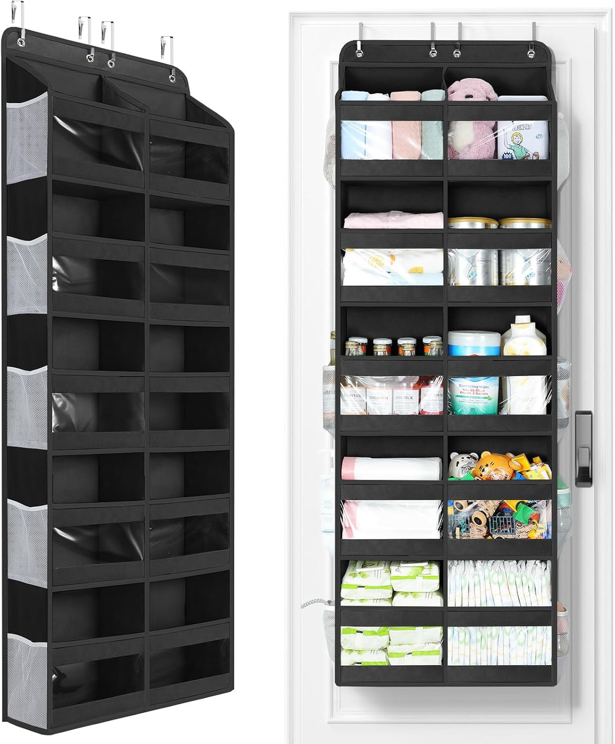 5-Tier Over The Door Organizer Dual-Column, 80lbs Load Over The Door Storage of 10 Compartments, Heavy Duty Door Organizer Hanging for Bedroom Closet Dorm Bathroom Pantry, Grey