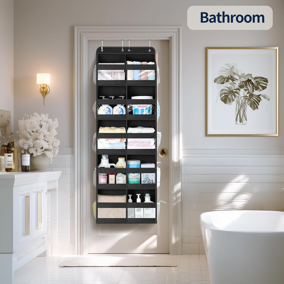 5-Tier Over The Door Organizer Dual-Column, 80lbs Load Over The Door Storage of 10 Compartments, Heavy Duty Door Organizer Hanging for Bedroom Closet Dorm Bathroom Pantry, Grey