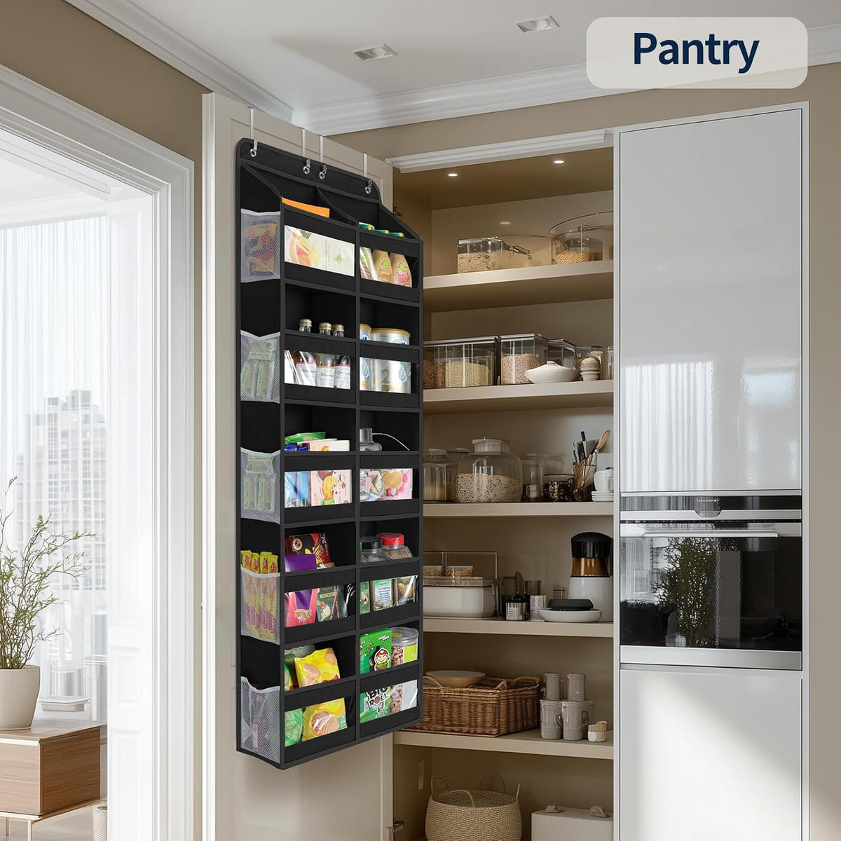 5-Tier Over The Door Organizer Dual-Column, 80lbs Load Over The Door Storage of 10 Compartments, Heavy Duty Door Organizer Hanging for Bedroom Closet Dorm Bathroom Pantry, Grey
