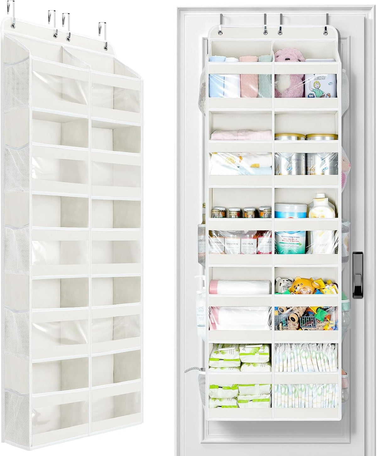 5-Tier Over The Door Organizer Dual-Column, 80lbs Load Over The Door Storage of 10 Compartments, Heavy Duty Door Organizer Hanging for Bedroom Closet Dorm Bathroom Pantry, Grey