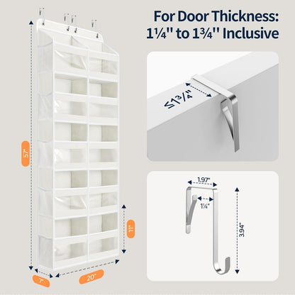 5-Tier Over The Door Organizer Dual-Column, 80lbs Load Over The Door Storage of 10 Compartments, Heavy Duty Door Organizer Hanging for Bedroom Closet Dorm Bathroom Pantry, Grey