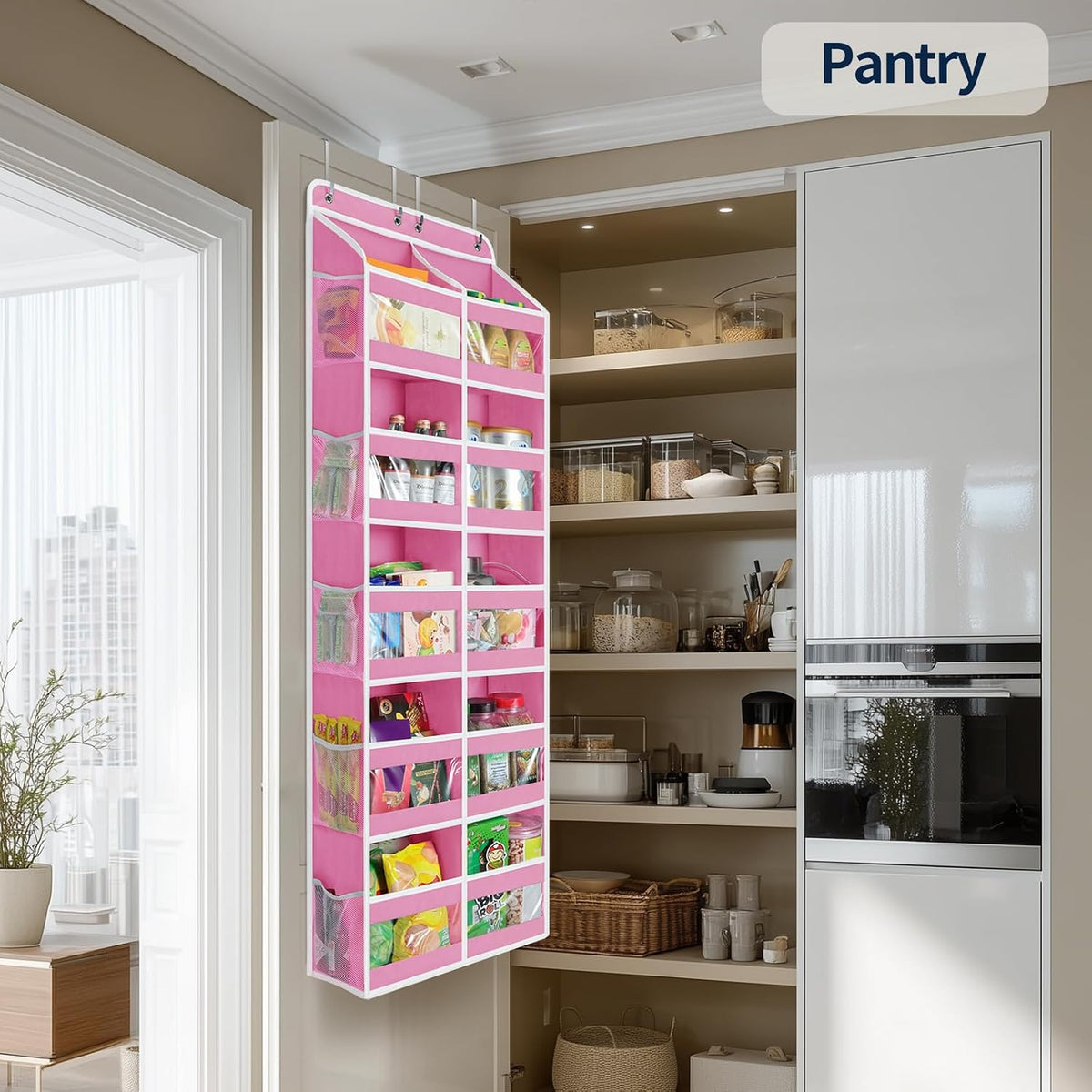 5-Tier Over The Door Organizer Dual-Column, 80lbs Load Over The Door Storage of 10 Compartments, Heavy Duty Door Organizer Hanging for Bedroom Closet Dorm Bathroom Pantry, Grey