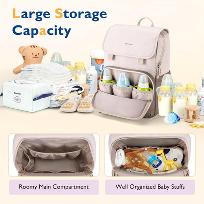 Diaper Bag Backpack Unisex Baby Bag Large Diaper Bag with Changing Pad, Insulated Pockets, Stroller Buckles, Durable Travel Backpack with Luggage Strap
