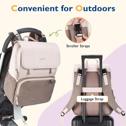 Diaper Bag Backpack Unisex Baby Bag Large Diaper Bag with Changing Pad, Insulated Pockets, Stroller Buckles, Durable Travel Backpack with Luggage Strap