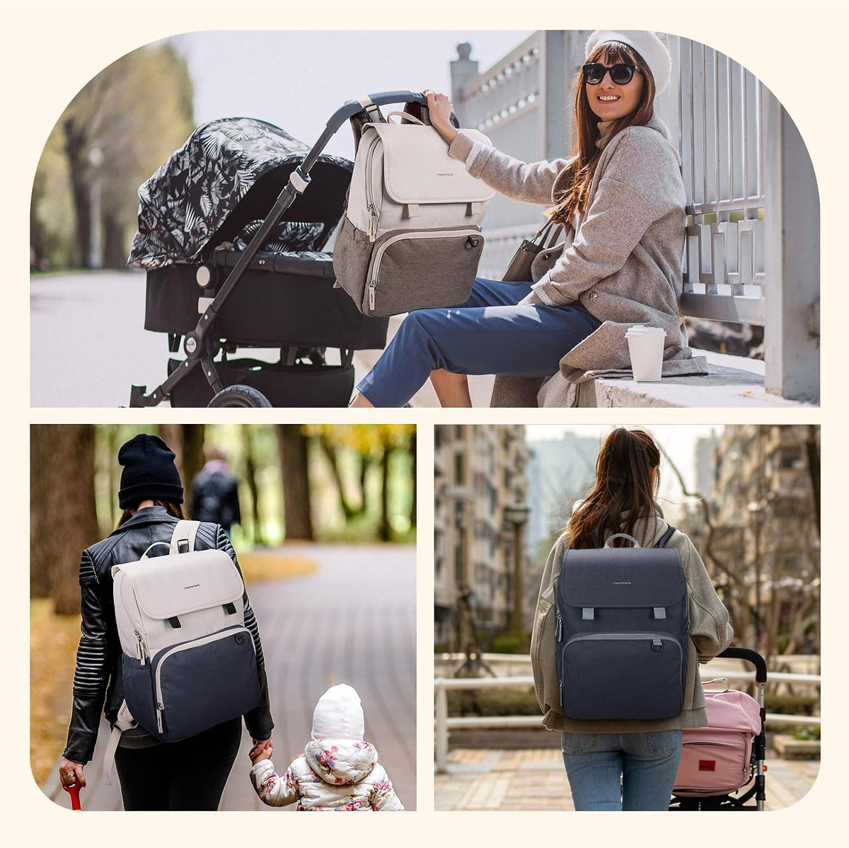 Diaper Bag Backpack Unisex Baby Bag Large Diaper Bag with Changing Pad, Insulated Pockets, Stroller Buckles, Durable Travel Backpack with Luggage Strap
