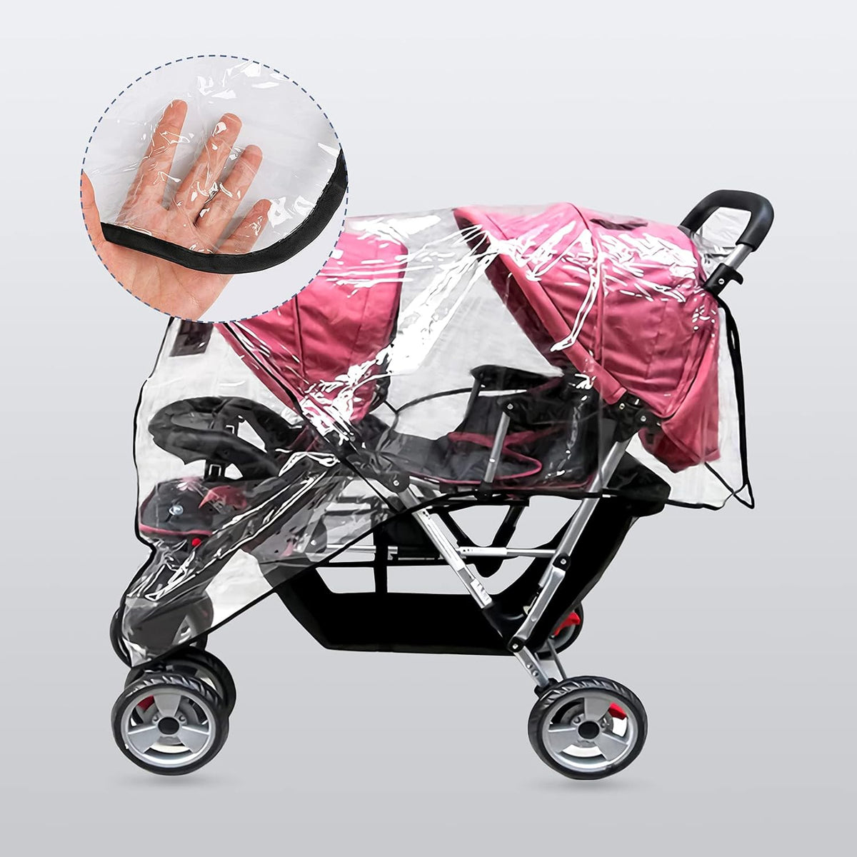 Stroller Rain Cover Breathable Stroller Weather Shield Universal, Reusable Buggy Pram Rain Cover Easy Installation Pushchairs Accessories Strollers Raincoat All Seasons