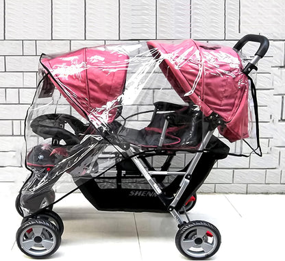 Stroller Rain Cover Breathable Stroller Weather Shield Universal, Reusable Buggy Pram Rain Cover Easy Installation Pushchairs Accessories Strollers Raincoat All Seasons