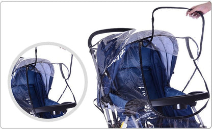 Stroller Rain Cover Breathable Stroller Weather Shield Universal, Reusable Buggy Pram Rain Cover Easy Installation Pushchairs Accessories Strollers Raincoat All Seasons