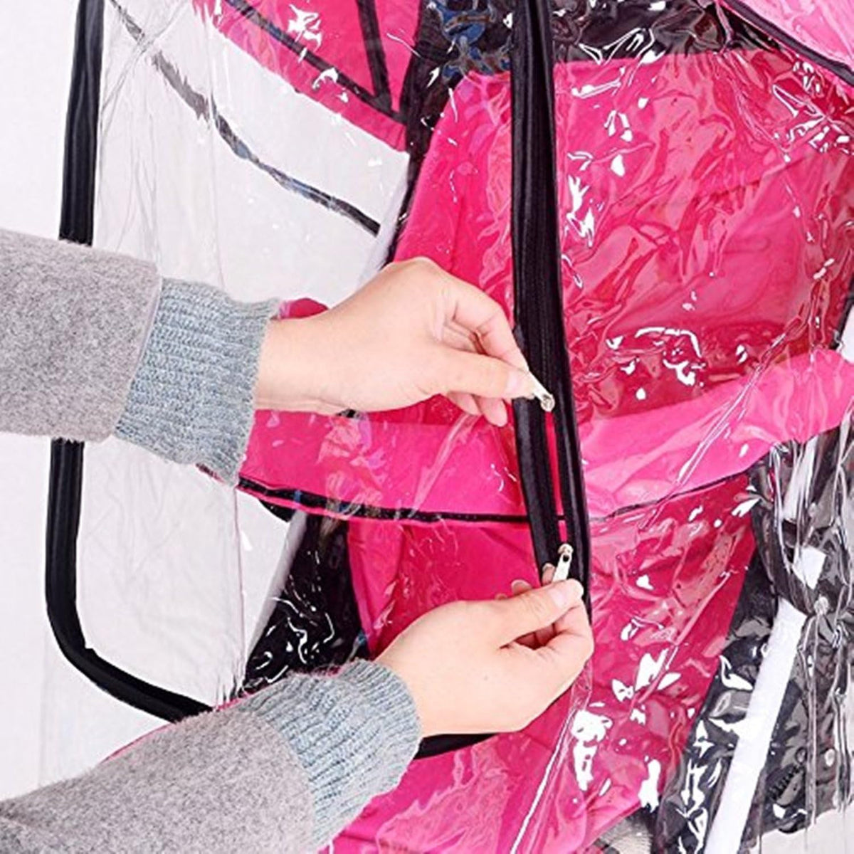 Stroller Rain Cover Breathable Stroller Weather Shield Universal, Reusable Buggy Pram Rain Cover Easy Installation Pushchairs Accessories Strollers Raincoat All Seasons
