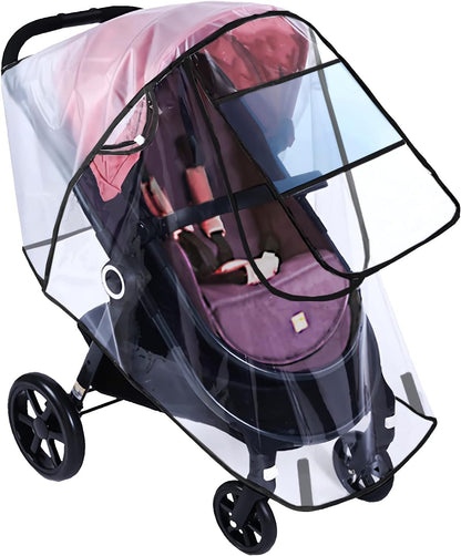 Stroller Rain Cover Breathable Stroller Weather Shield Universal, Reusable Buggy Pram Rain Cover Easy Installation Pushchairs Accessories Strollers Raincoat All Seasons