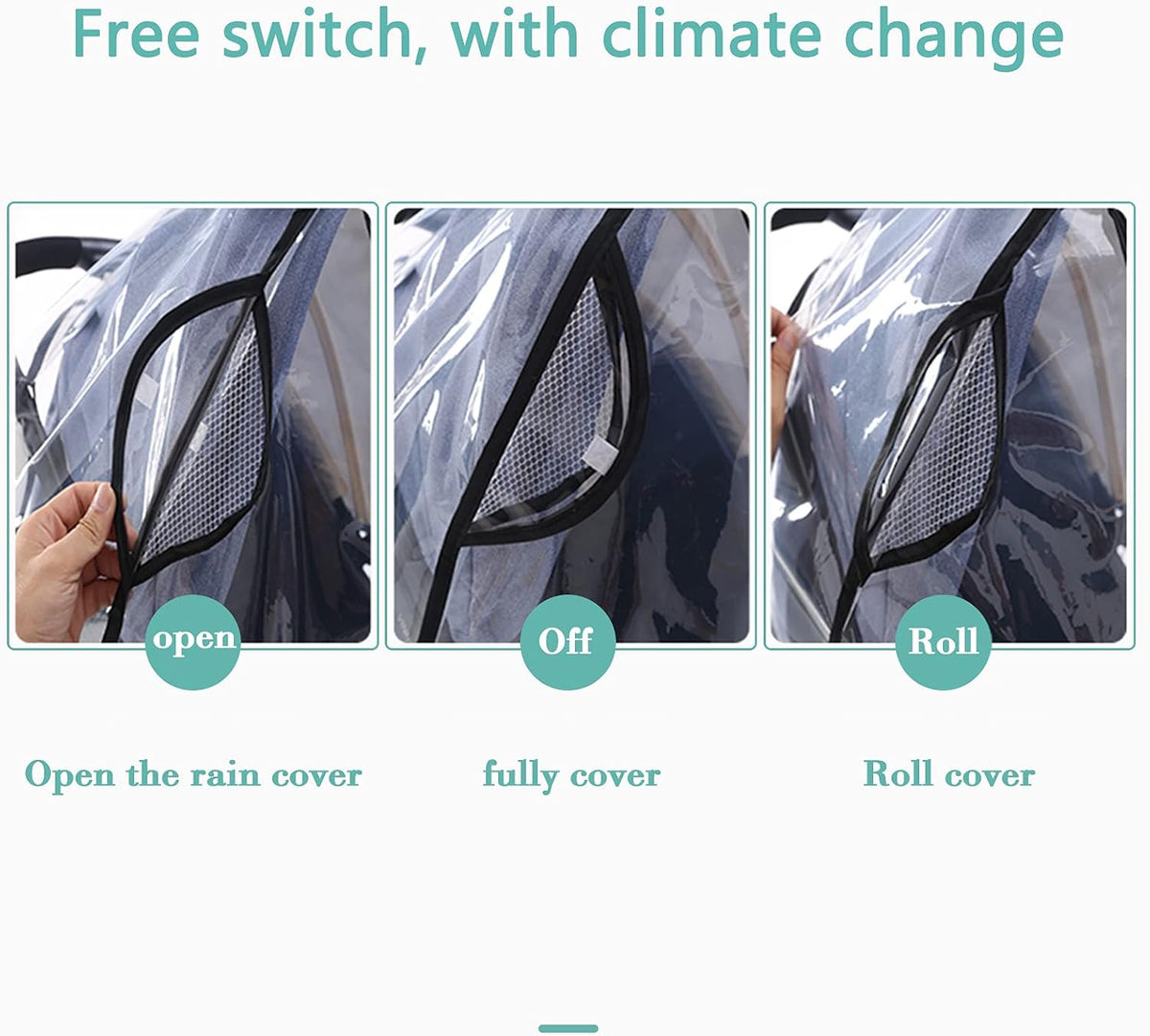 Stroller Rain Cover Breathable Stroller Weather Shield Universal, Reusable Buggy Pram Rain Cover Easy Installation Pushchairs Accessories Strollers Raincoat All Seasons