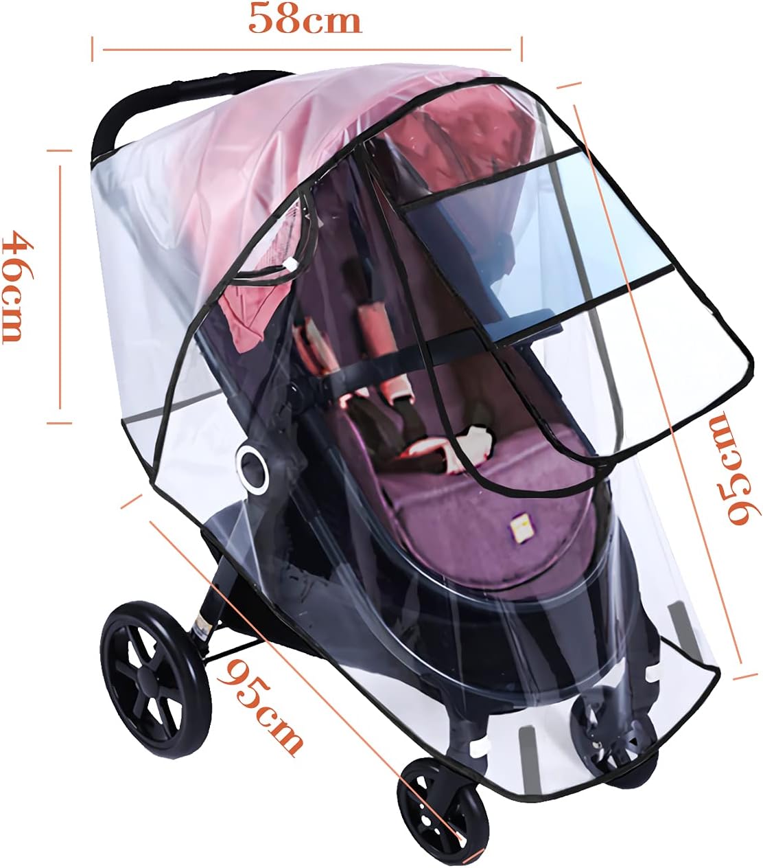 Stroller Rain Cover Breathable Stroller Weather Shield Universal, Reusable Buggy Pram Rain Cover Easy Installation Pushchairs Accessories Strollers Raincoat All Seasons