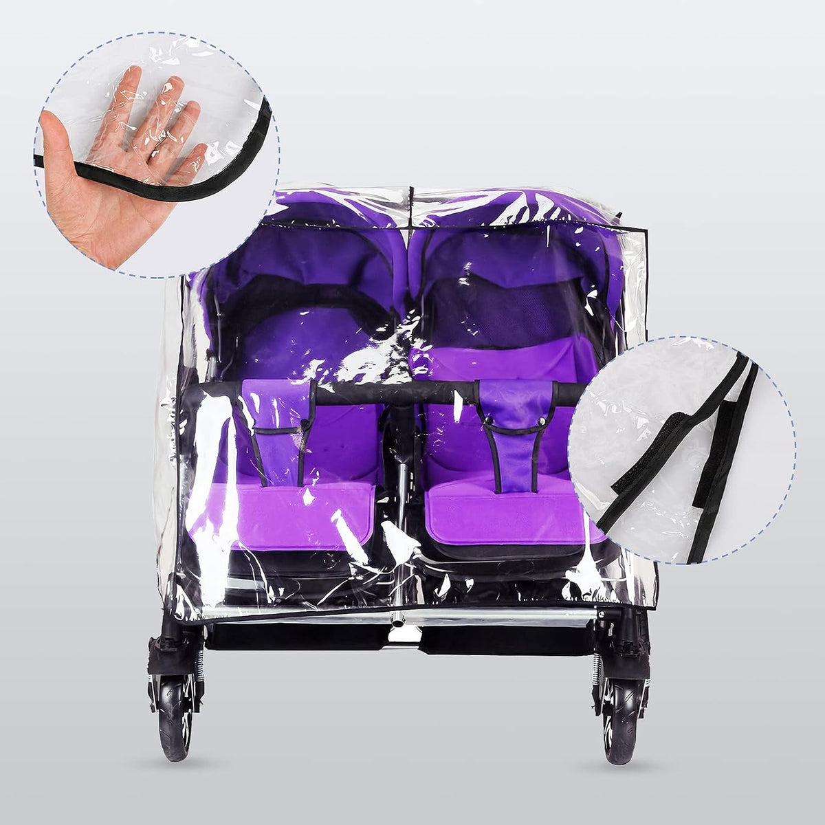 Stroller Rain Cover Breathable Stroller Weather Shield Universal, Reusable Buggy Pram Rain Cover Easy Installation Pushchairs Accessories Strollers Raincoat All Seasons