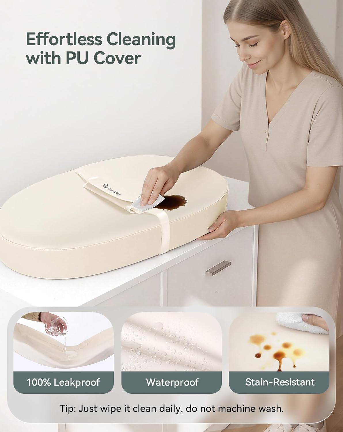 Baby Changing Pad with Wipeable & Waterproof PU Cover