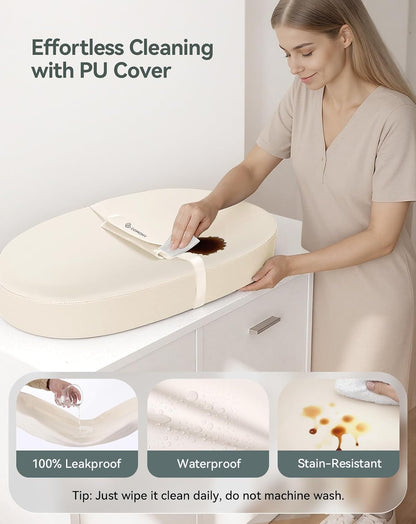 Baby Changing Pad with Wipeable & Waterproof PU Cover