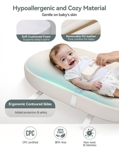 Baby Changing Pad with Wipeable & Waterproof PU Cover