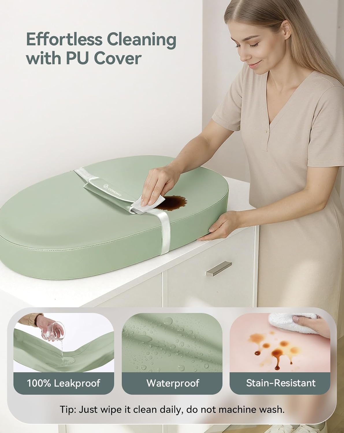 Baby Changing Pad with Wipeable & Waterproof PU Cover